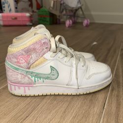 Nike Air Jordan 1 Mid Paint Drip Ice Cream White Pink