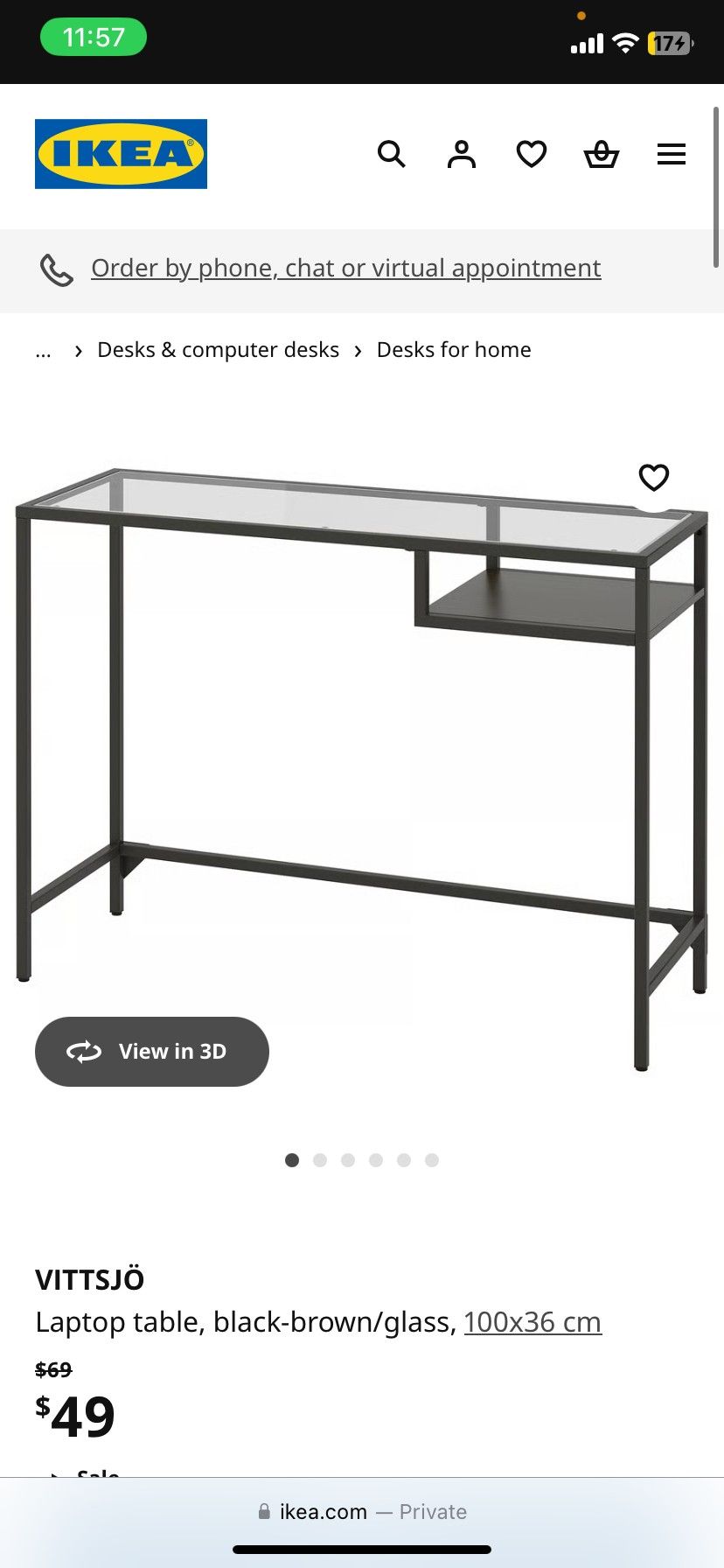 Beautiful IKEA LAPTOP DESK BLACK/GLASS $30 OBO