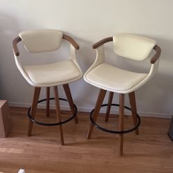 Set Of 2 Mid century Swivel Counter Stools