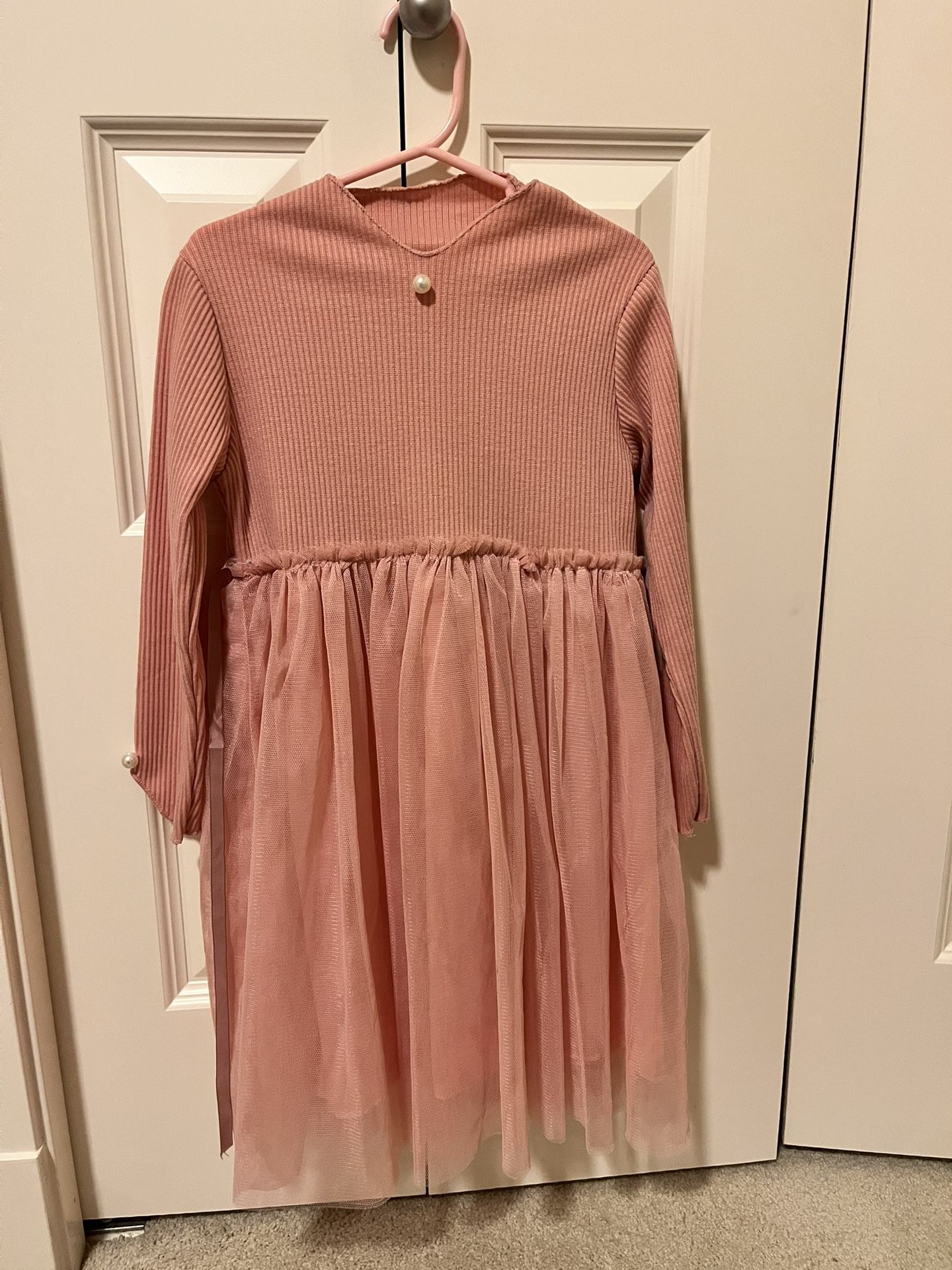Elegant Pink Dress For Girls 6-7 Y