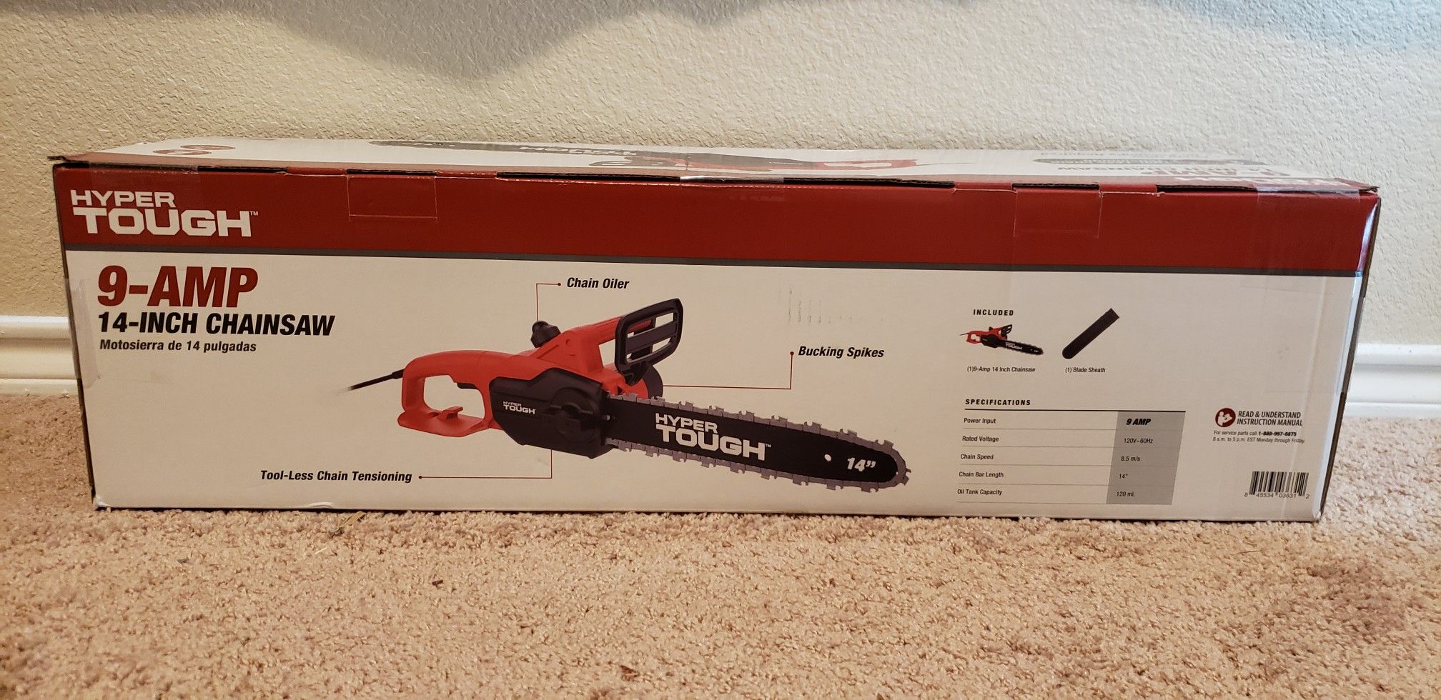 Brand New! Hyper Tough 9 AMP Electric 14in Auto-Oiling Chainsaw