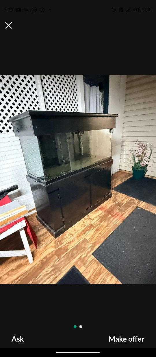 90 Gallon Tank With Custom Cabinet & Lid W LED Lights
