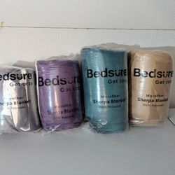 Bedsure Microfiber Sherpa Fleece Blanket 100% Polyester Throw or Twin