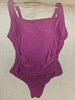 Shade And Shore Swimsuit Purple One Piece 16 Ruched NWT