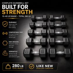 💪🏻FULL DUMBBELL SET 10–40 LB – LIKE NEW💪🏻