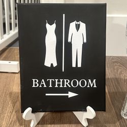 🚻 Modern Bathroom Direction Sign – Black & White