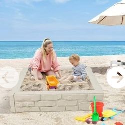 Costway Kids Sandbox with Cover Bottom Liner