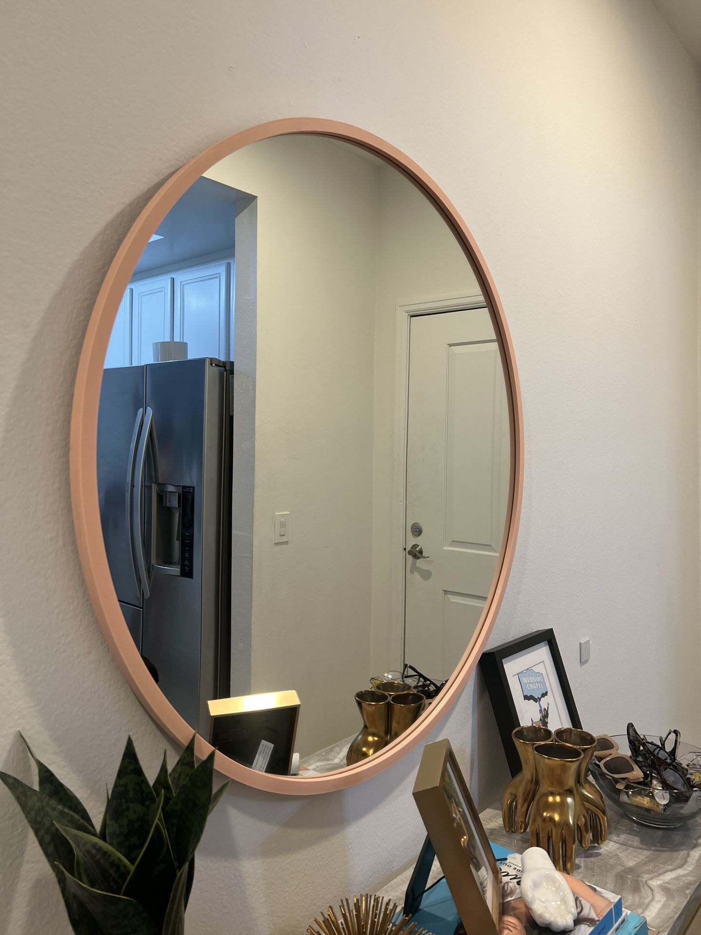 Urban Outfitters Umbra Oversized Pink Hub Mirror
