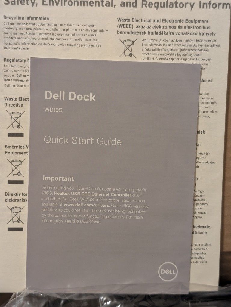 Dell WD19S Docking Station with 180W AC Power Adapter Brand New!