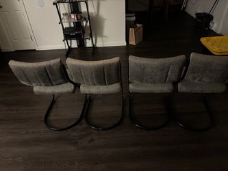 Set of 4 Gray Upholstered Dining Chairs