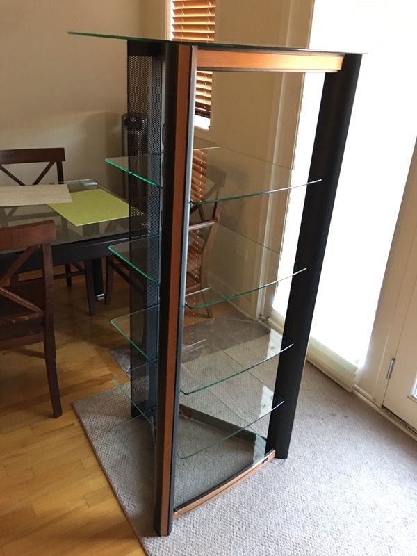 BELLO Audio Video Tower with 5 Removable Glass Shelving for Sale in