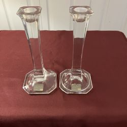 *** For sale 2 Crystal/ Clear Candlestick Holders ***