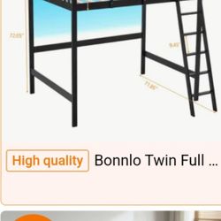 Used Twin Loft Bed (White, Stock Photo For Measurements) 