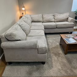 L Shaped Light Grey Sectional Couch 