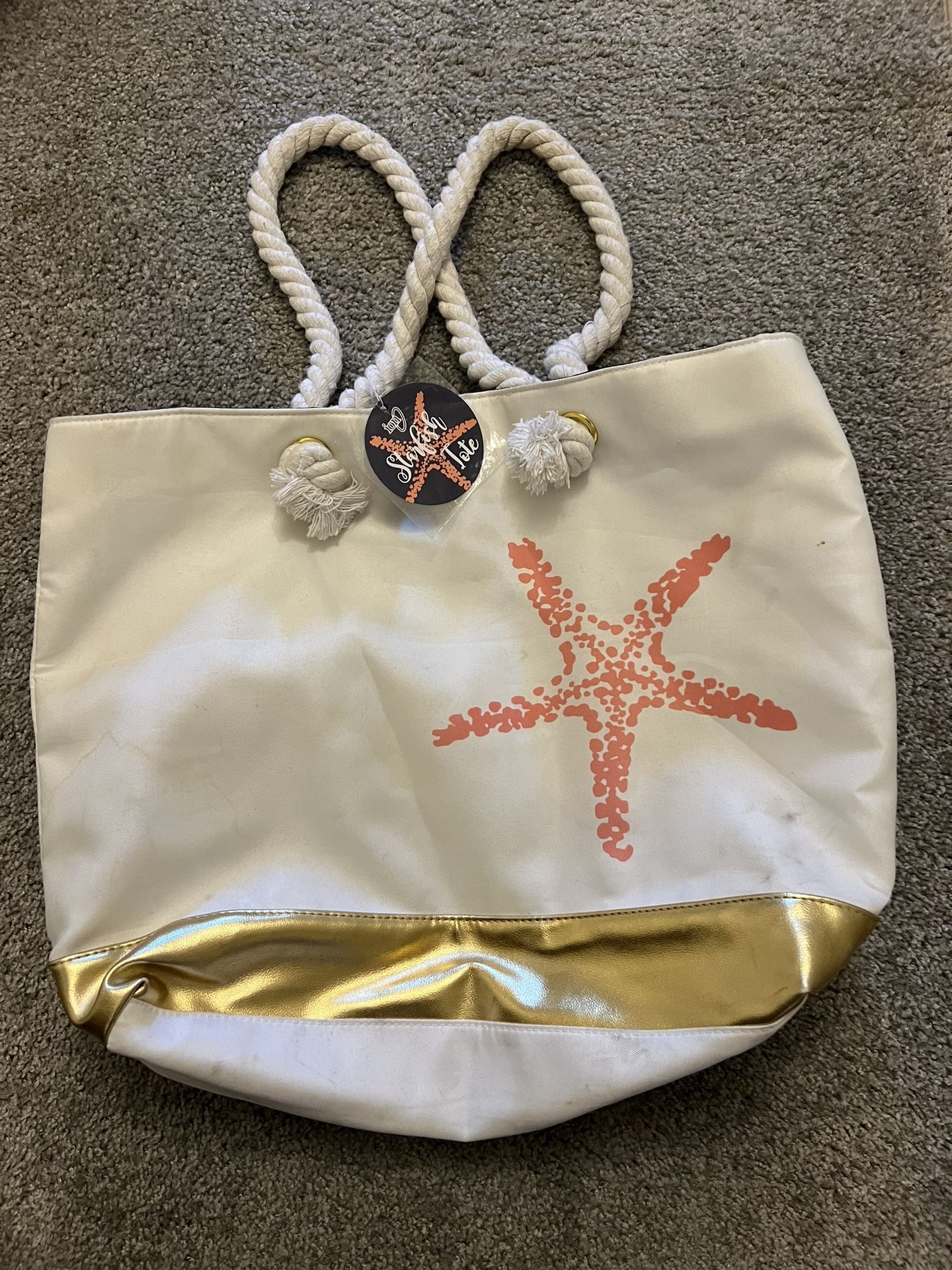 NWT Ion White Tote Bag With Starfish