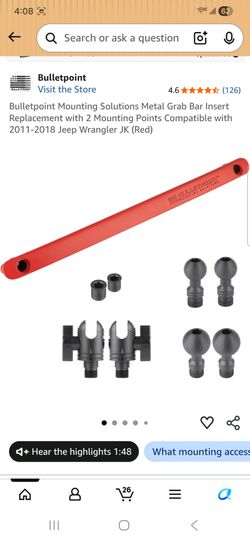 Mounting Solutions Metal Grab Bar Insert Replacement with 2 Mounting Points Compatible with 2011-2018 Jeep Wrangler JK (Red)

MISSING ONE 20mm BALL MO