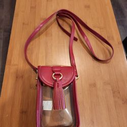 Capri Designs Clear Cell Phone Crossbody - No Logo - Red, good condition 
