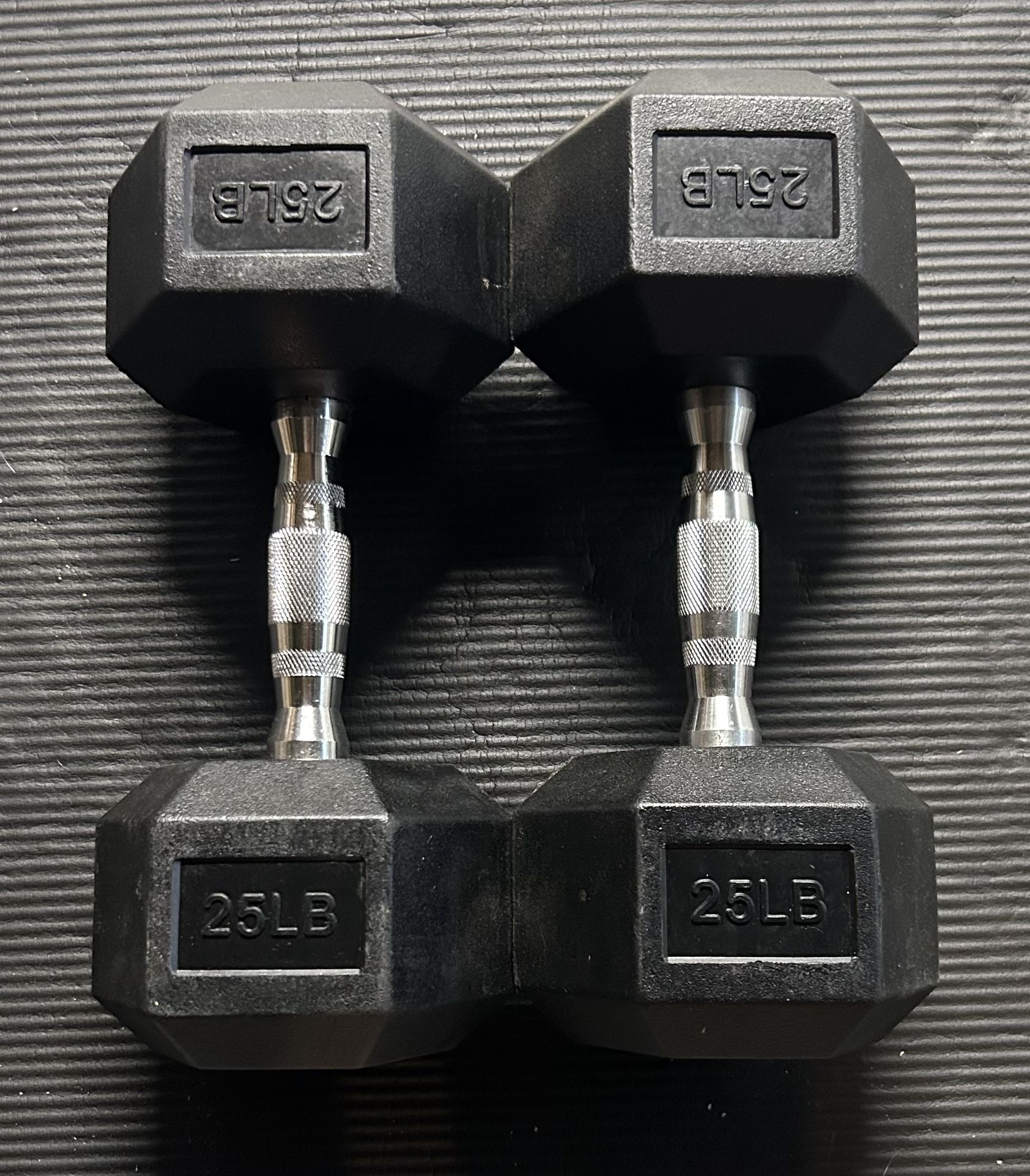 25lb Hex Rubber Dumbbell Pair - NEW