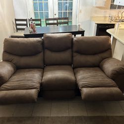 Brown Suede Reclining Couches 
