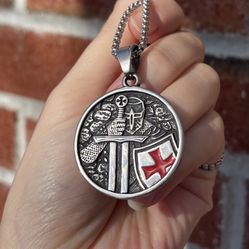 Cool Mens Knoghts Templar Pendant Necklace Stainless Steel Jewelry