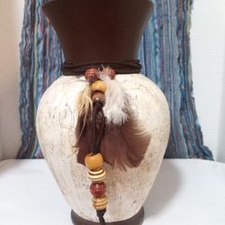 Decorative Cream And Brown Vase