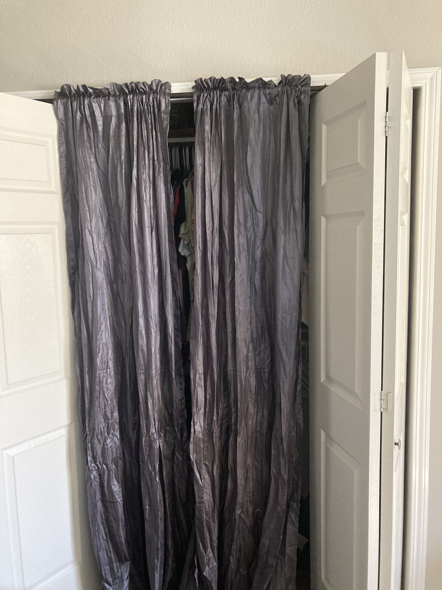 Gray Silk Curtains 2 Panels