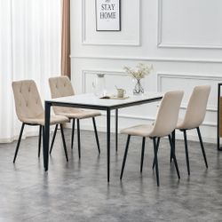 Set of 4 - Beige Modern Upholstered Dining Chairs [NEW] **Assembly Req**  <CHAIRS ONLY / TABLE NOT INCL.>