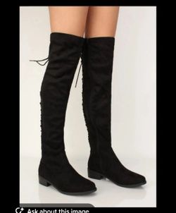Black Suede Over-the-Knee Flat Boots