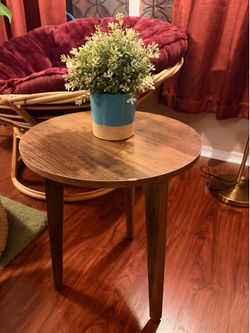 Honey Brown Round Side Table