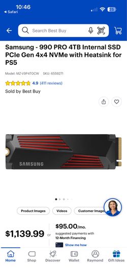 4tb nvme SSD: Samsung 990 pro heat sink (no box)