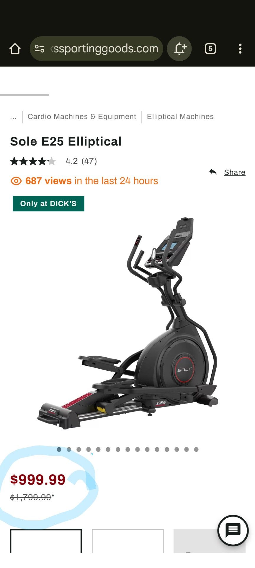 Sole E25 Elliptical $200 OBO.