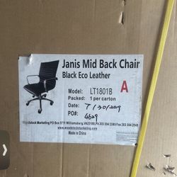 New In Box Woodstock Janis Mid Back Black  Leather/ Woodstock Marketing Joe Carbon Black Office Chairs
