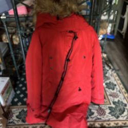 Minus Zero Arctic Parka Womens Large Red Down Insulated Faux Fur Hood Jacket  xl