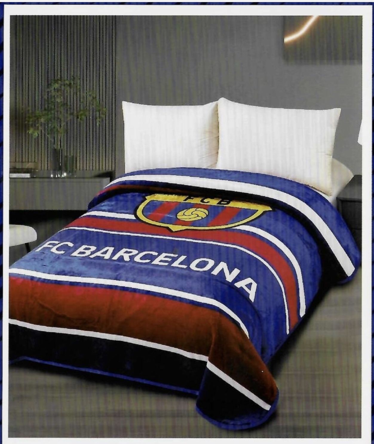 FC BARCELONA ORIGINAL LICENSED REVERSIBLE CLOUD BLANKET SOFT & WARM QUEEN SIZE BLANKET!!!!