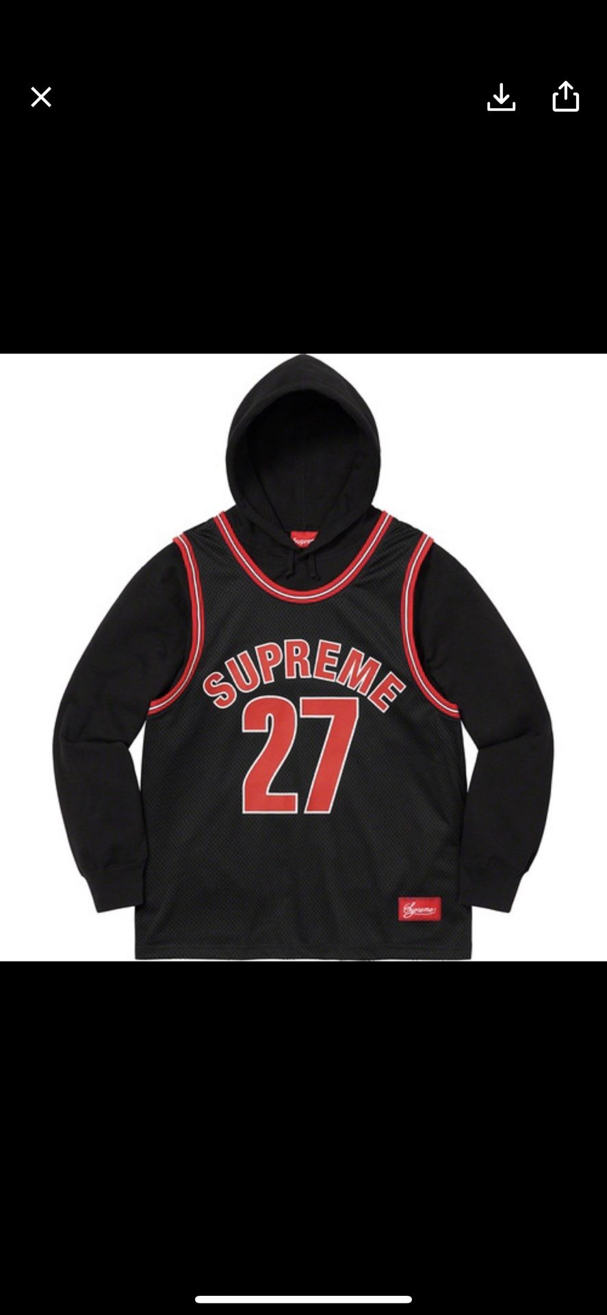 Supreme Jersey Hoody Black Large New