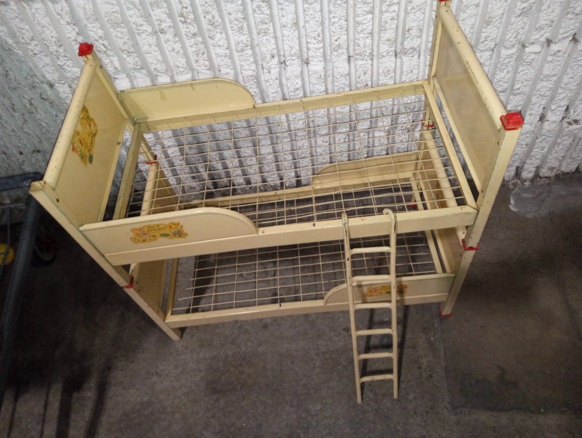 Antique childs miniature amso 1950s or later double doll e bunk beds