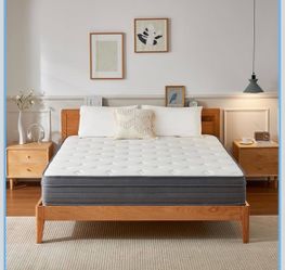 Queen mattress 12 Inch Hybrid Memory Foam Mattress in a Box with Pocket Springs, Medium Firmness, Pressure Relief & Motion Isolation, CertiPUR-US Cert
