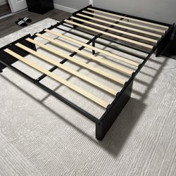 Queen size bed frame with 3 drawers (1 large, 2 small)