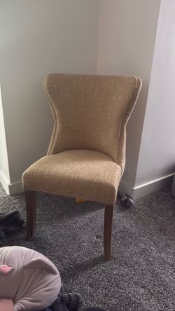 Yellow Corduroy High Back Chair (office, dining, reading nook)