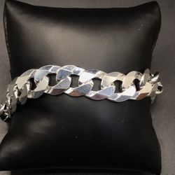 925 Sterling Silver Cuban Link Chain men’s Bracelet Size 8.5”