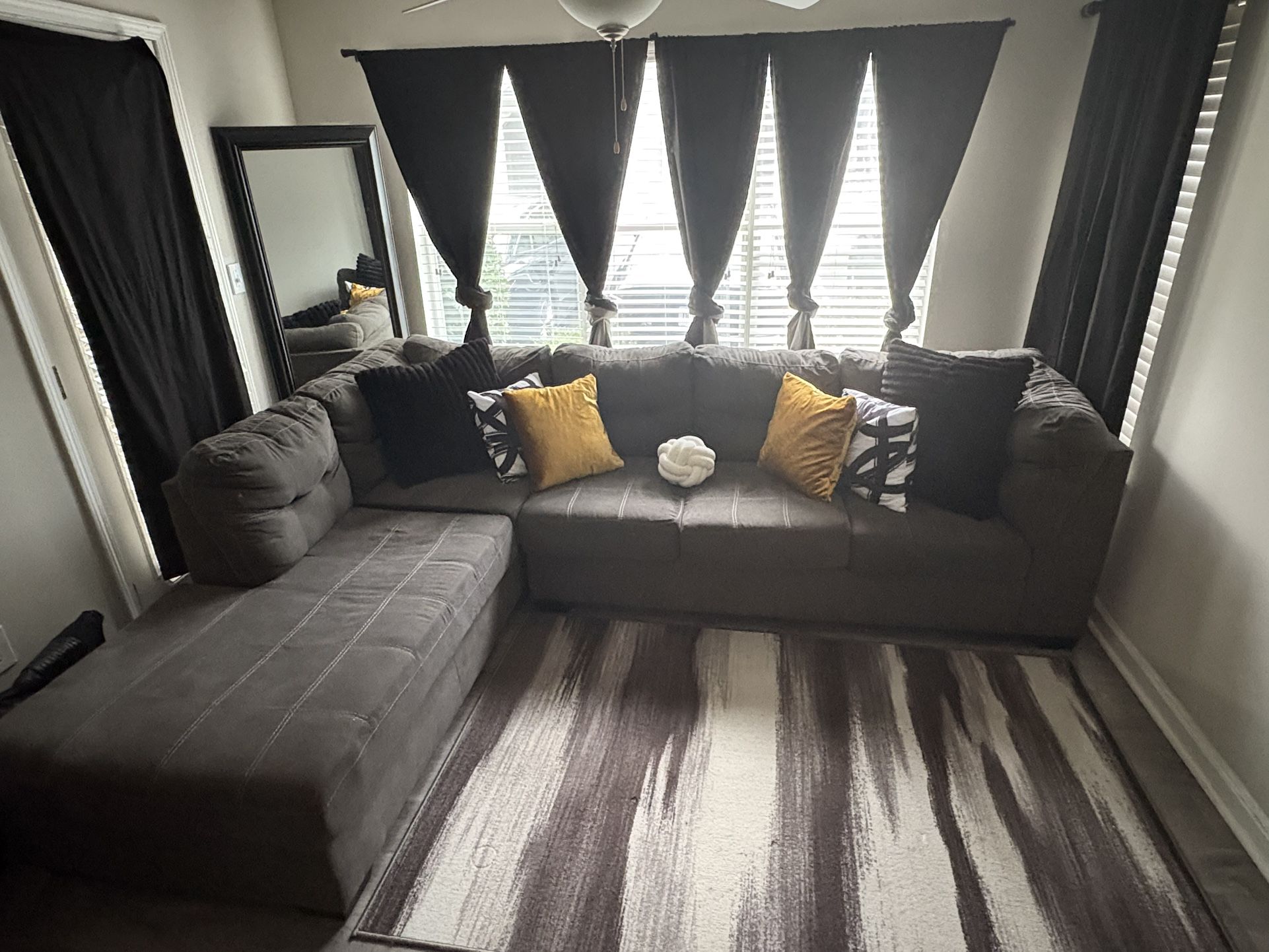 Living Room Set ( Couch, Rug, And Pillows Included)