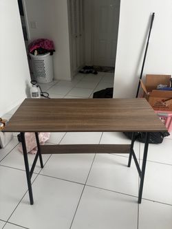 Wood Top Desk with Black Metal Legs