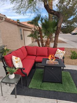 Patio Set Fire Pit And Furniture With Cushions