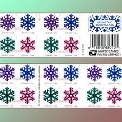 1000 Geometric Snowflakes Holidays 2015 Forever Stamp