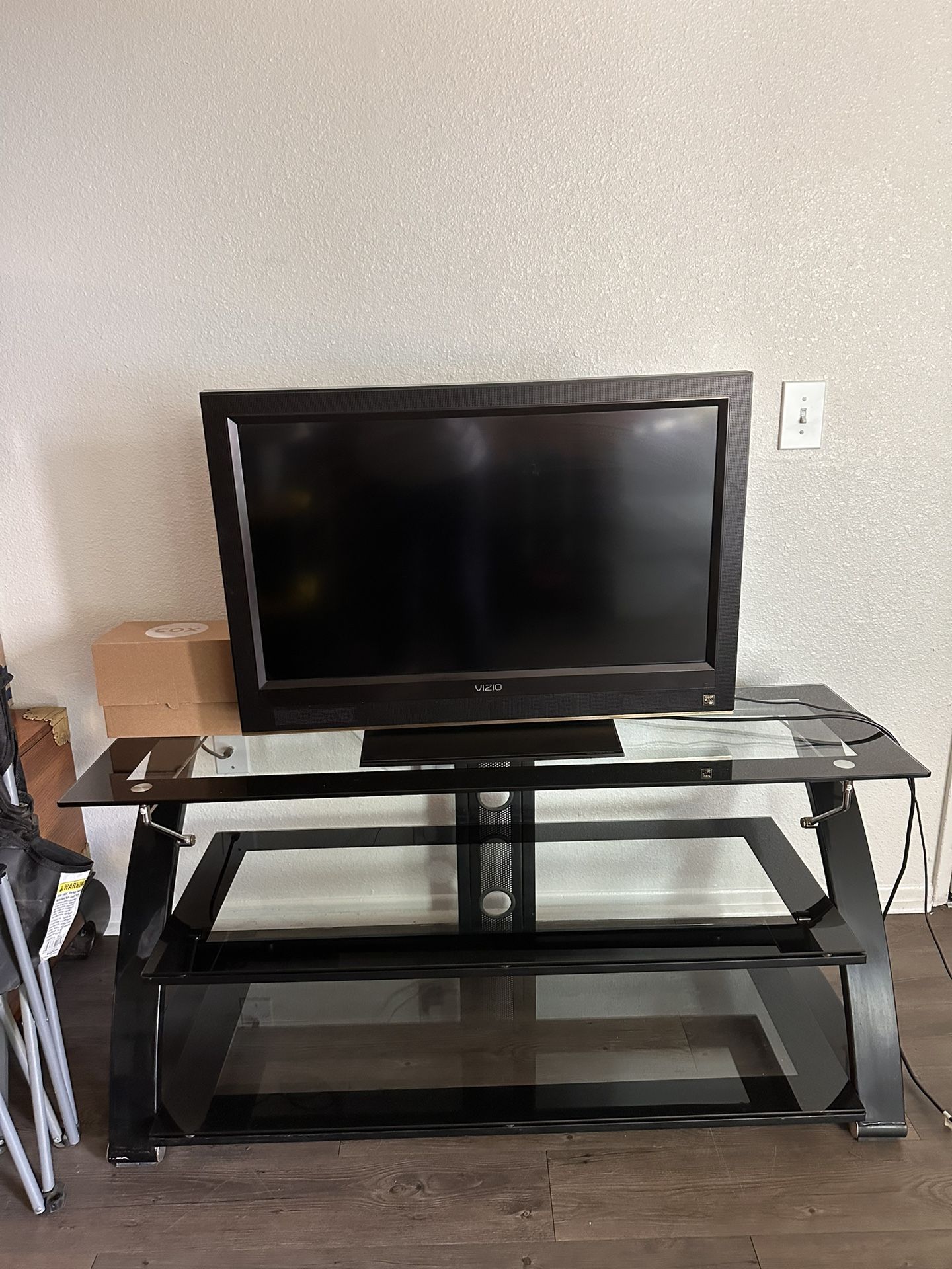 Modern Black Glass TV Stand