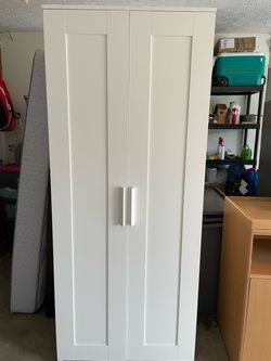 White Two-Door Wardrobe Cabinet