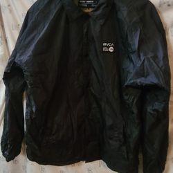 Rvca Jacket Large Men's Anp Black skull Windbreaker Artist Network Program Sn