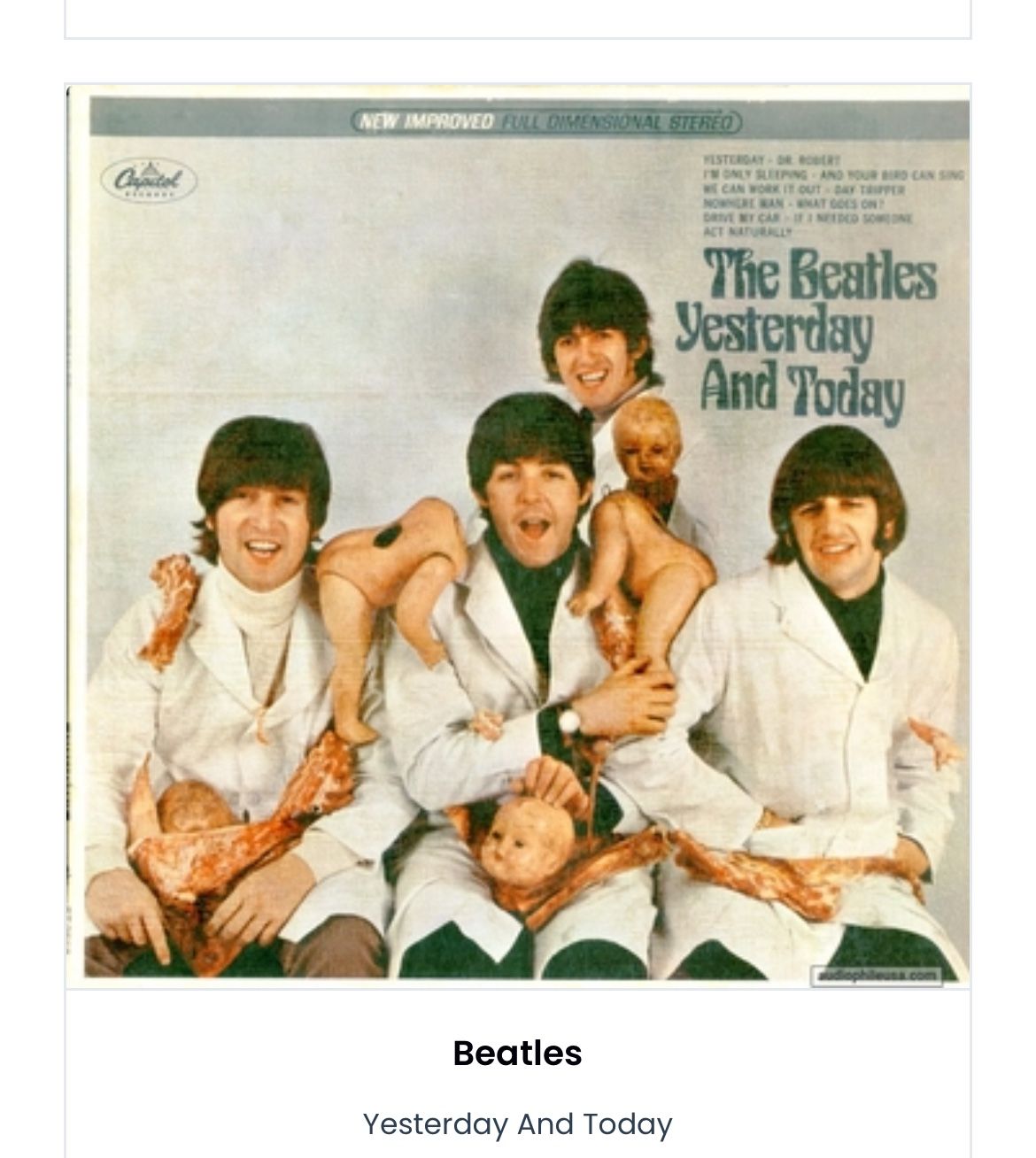 Beatles Butcher Cover Yesterday & Today