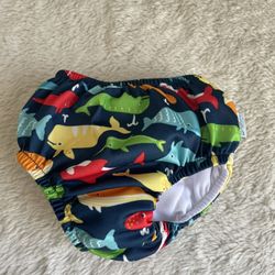 i play by green sprouts Baby Boys' Pull-up Swimsuit Diaper Navy Whale 12 Months