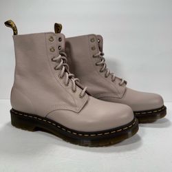 Dr. Martens 1460 Pascal Virginia Leather Combat Boots Taupe Women Size 11